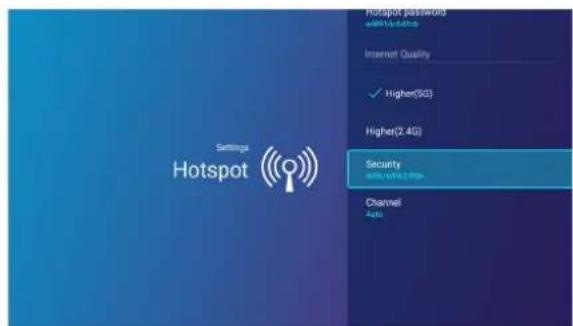 Hotspot Settings Hotspot password +880 Mobile Internet Quality ✓ Higher(50) Higher(2.4G) Security with WiFi 3.9 PS Channel Auto
