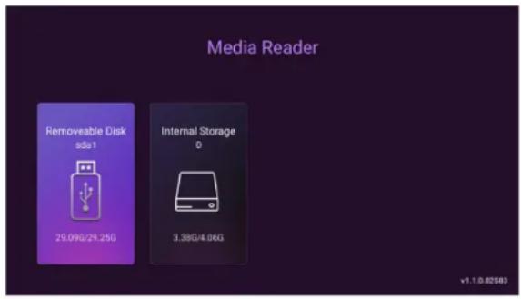 Media Reader Removable Disk sda1 29.09G/29.25G Internal Storage 0 3.38G/4.06G v1.1.0.02583
