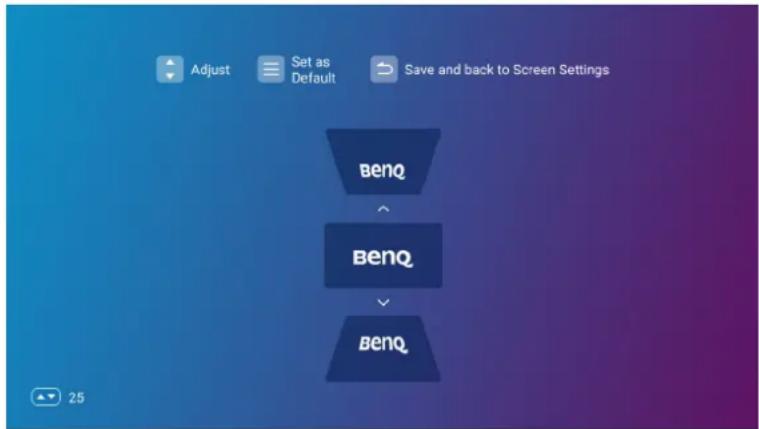 Adjust Set as Default Save and back to Screen Settings BenQ BenQ BenQ 25