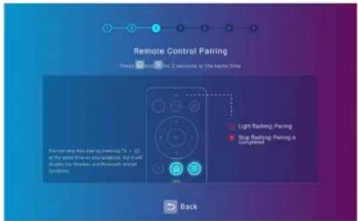 Remote Control Pairing Please choose 2 seconds at the time of the Light Forward Pairing Stop Raising Pairing is completed Back