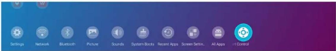 Settings Network Bluetooth Picture Sounds System Boots Recent Apps Screen Settlin... All Apps Control