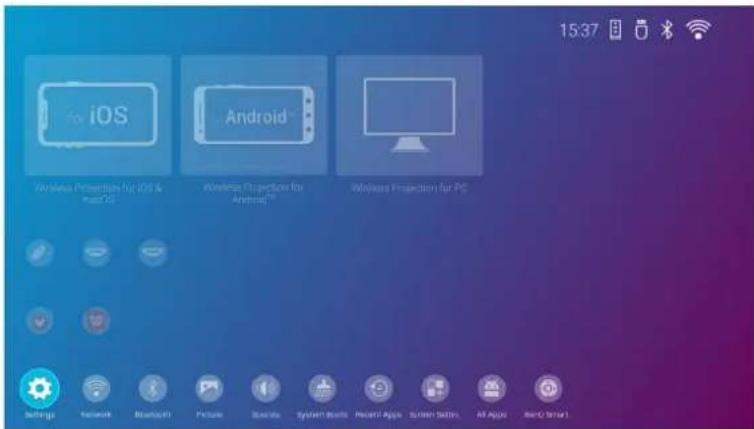 15:37 iOS Android iOS Projection for iOS & iOS Android iOS Projection for PC Settings Network Reasoning Picture Scends System Tools Recent Apps Screen Sizes All Apps Band Short