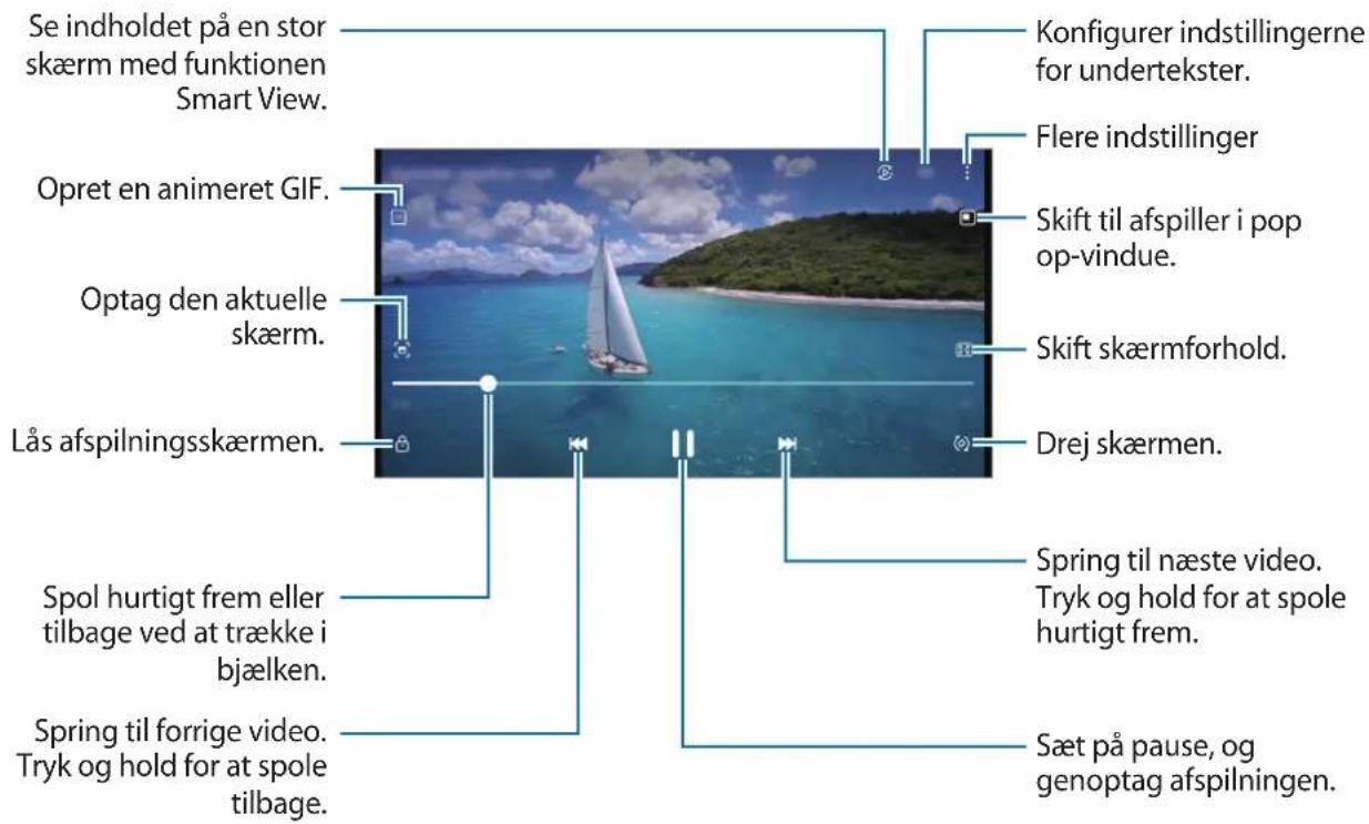 Se indholdet på en stor skærm med funktionen Smart View. Opret en animeret GIF. Optag den aktuelle skærm. Lås afspilningsskærmen. Spol hurtigt frem eller tilbage ved at trække i bjælken. Spring til forrige video. Tryk og hold for at spole tilbage. Konfigurer indstillingerne for undertekster. Flere indstillinger Skift til afspiller i pop op-vindue. Skift skærmforhold. Drej skærmen. Spring til næste video. Tryk og hold for at spole hurtigt frem. Sæt på pause, og genoptag afspilningen.
