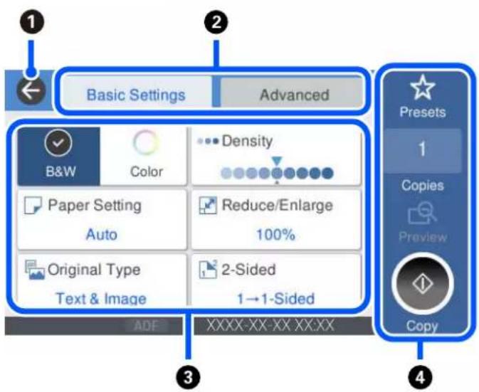 EPSON WorkForce Pro WF-4830DTWF - Konfiguration af menuskærmbilledet - 1