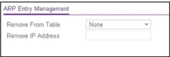 ARP Entry Management Remove From Table None Remove IP Address