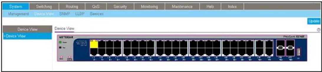 System Switching Routing QoS Security Monitoring Maintenance Help Index Management Device View SNMP LLDP Services Device View Device View Update NETCEAR ProSens X3/48T Form Type +1 -2 -3 -4 -5 -6 -7 -8 -9 -10 -11 -12 -13 -14 -15 -16 -17 -18 -19 -20 -21 -22 -23 -24 -25 -26 -27 -28 -29 -30 -31 -32 -33 -34 -35 -36 -37 -38 -39 -40 -41 -42 -43 -44 -45 -46 -47 -48 -49 -50 -51 -52 -53 -54 -55 -56 -57 -58 -59 -60 -61 -62 -63 -64 -65 -66 -67 -68 -69 -70 -71 -72 -73 -74 -75 -76 -77 -78 -79 -80 - ProSens X3/48T