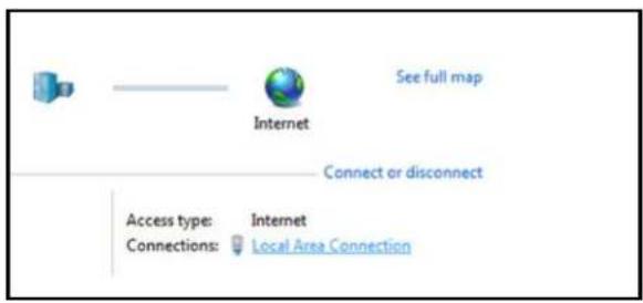 See full map Internet Connect or disconnect Access type: Internet Connections: Local Area Connection