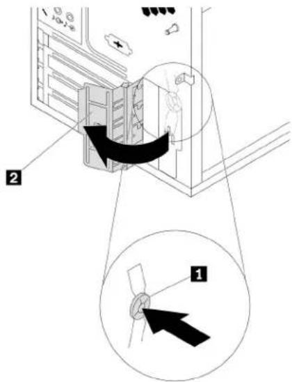 Diagram showing a device with labeled components and directional arrows, including numbered parts 1 and 2.