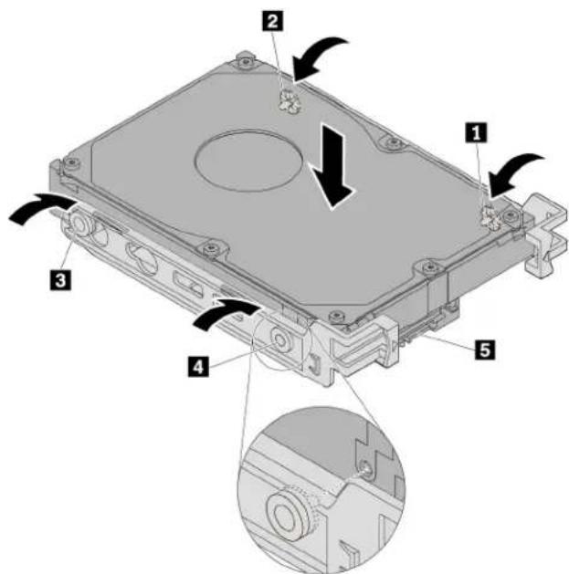 Technical diagram of a mechanical device with numbered components and an inset close-up view showing internal structure.