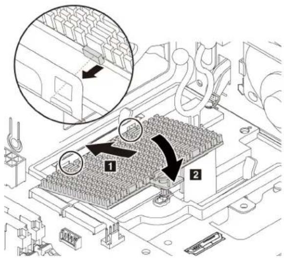 Technical diagram showing a mechanical assembly with labeled components and directional arrows indicating motion or flow.