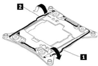 Technical diagram of a mechanical component with labeled parts 1 and 2, showing internal structure and directional arrows.