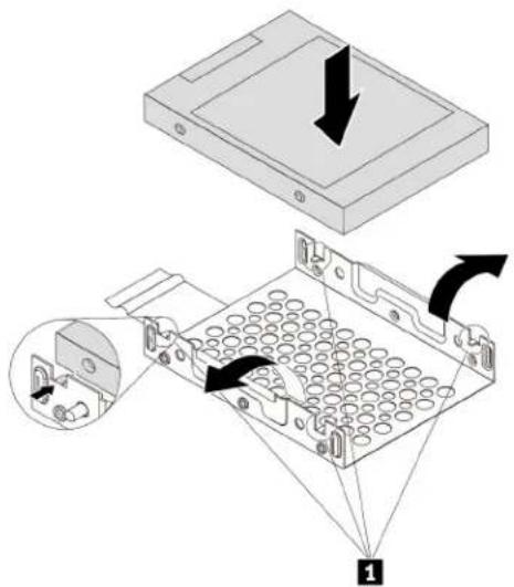 Diagram illustrating the assembly of a floppy disk drive into a rack, with labeled components and directional arrows indicating motion.