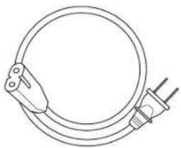 Simple line drawing of a coiled electrical plug with two terminal connectors (no text or symbols)