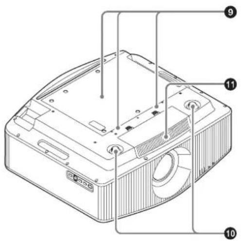 Technical diagram of a computer monitor with numbered parts labeled 9, 10, and 11