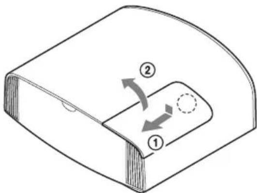 Diagram of a device casing with labeled parts and directional arrows indicating motion or movement