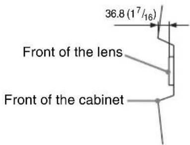 36.8 (17/16) Front of the lens Front of the cabinet