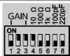 GAIN 10 C 100 C 1k C 100pF 220pF ON 1 2 3 4 5 6 7 8