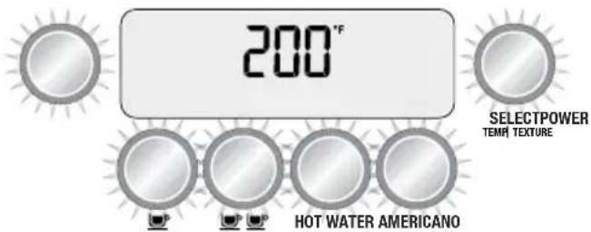 200°F SELECTPOWER TEMP. TEXTURE HOT WATER AMERICANO