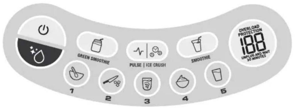GREEN SMOOTHIE PULSE | ICE CRUSH SMOOTHIE 1 2 3 4 5 OVERLOAD PROTECTION 188 UNPLUG AND WAIT 30 MINUTES