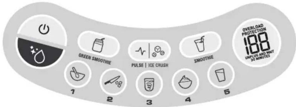 GREEN SMOOTHIE PULSE | ICE CRUSH SMOOTHIE 1 2 3 4 5 OVERLOAD PROTECTION 188 UNPLUG AND WAIT 30 MINUTES