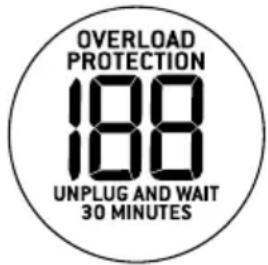 OVERLOAD PROTECTION 188 UNPLUG AND WAIT 30 MINUTES