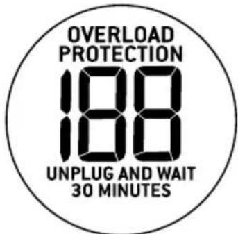 OVERLOAD PROTECTION 188 UNPLUG AND WAIT 30 MINUTES