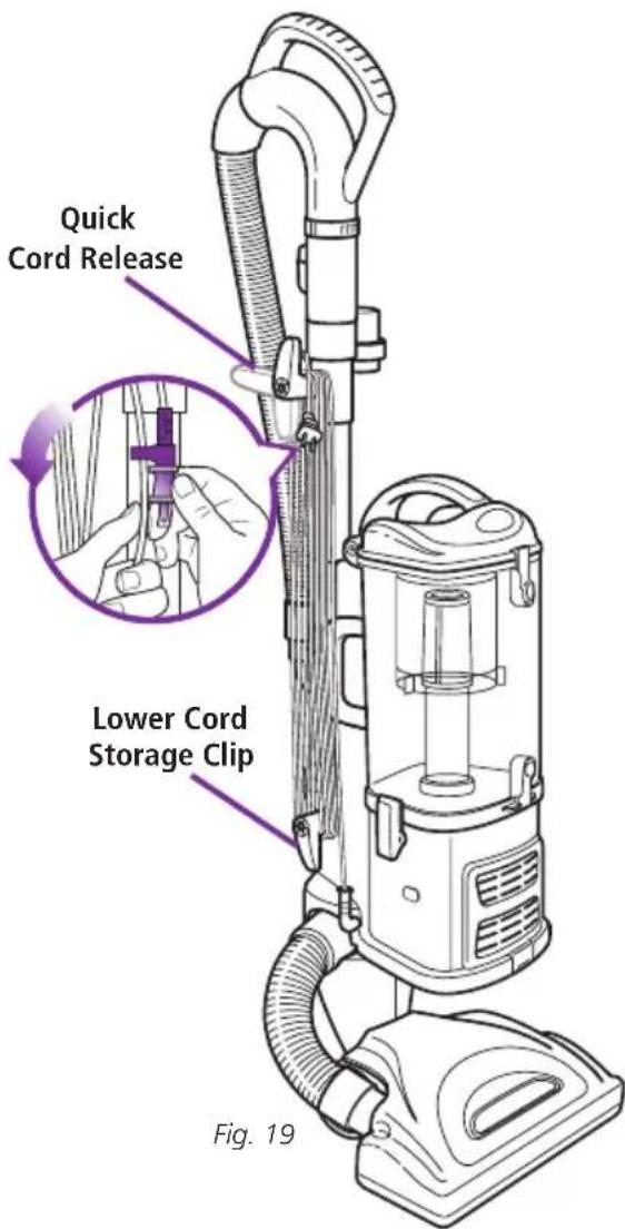 Quick Cord Release Lower Cord Storage Clip Fig. 19