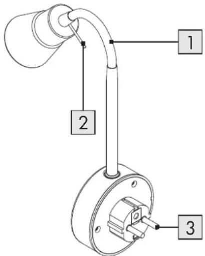 Technical diagram of a mechanical or electrical component with labeled parts 1, 2, and 3