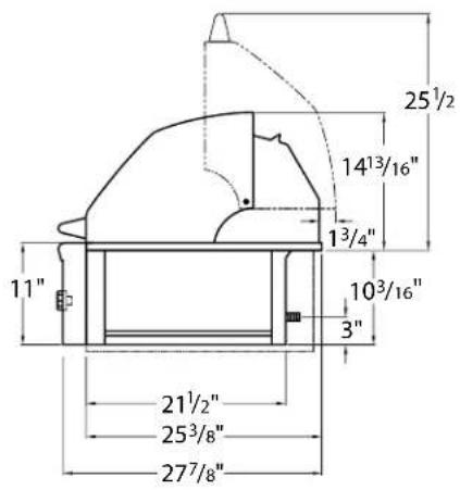 25½ 14¹³/16" 1³/4" 10³/16" 3" 11" 21½" 25³/8" 27⁷/8"