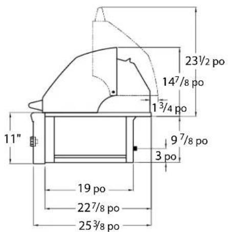 23½ po 14⁷/8 po 1³/4 po 9 7/8 po 3 po 11" 19 po 22⁷/8 po 25³/8 po