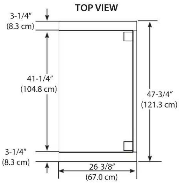 TOP VIEW 3-1/4" (8.3 cm) 41-1/4" (104.8 cm) 3-1/4" (8.3 cm) 26-3/8" (67.0 cm) 47-3/4" (121.3 cm)