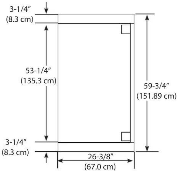 3-1/4" (8.3 cm) 53-1/4" (135.3 cm) 3-1/4" (8.3 cm) 26-3/8" (67.0 cm) 59-3/4" (151.89 cm)