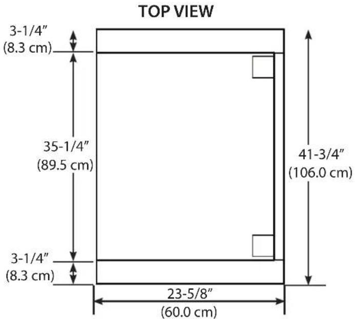 TOP VIEW 3-1/4" (8.3 cm) 35-1/4" (89.5 cm) 3-1/4" (8.3 cm) 23-5/8" (60.0 cm) 41-3/4" (106.0 cm)