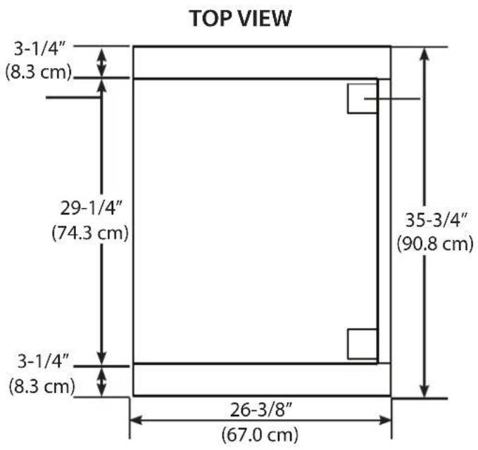 TOP VIEW 3-1/4" (8.3 cm) 29-1/4" (74.3 cm) 35-3/4" (90.8 cm) 3-1/4" (8.3 cm) 26-3/8" (67.0 cm)