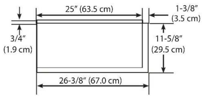 25" (63.5 cm) 1-3/8" (3.5 cm) 3/4" (1.9 cm) 11-5/8" (29.5 cm) 26-3/8" (67.0 cm)