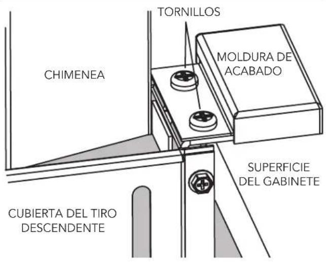 TORNILLOS MOLDURA DE ACABADO CHIMENEA SUPERFICIE DEL GABINETE CUBIERTA DEL TIRO DESCENDENTE
