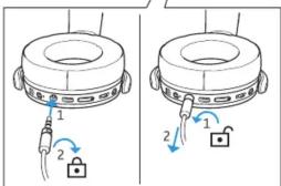 Diagram showing two mechanical components with labeled parts and directional arrows indicating motion or assembly.