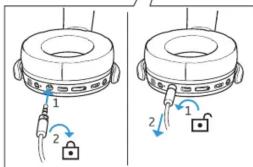 Diagram showing two mechanical components with labeled parts and directional arrows indicating motion or assembly.