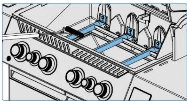 Technical line drawing of a mechanical assembly with rollers and brackets (no text or symbols)