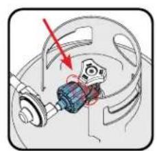 Mechanical assembly diagram showing a motor with a red arrow indicating motion direction (no text or labels)