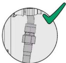 Simple line drawing of a staircase inside a circle with a green checkmark (no text or symbols)