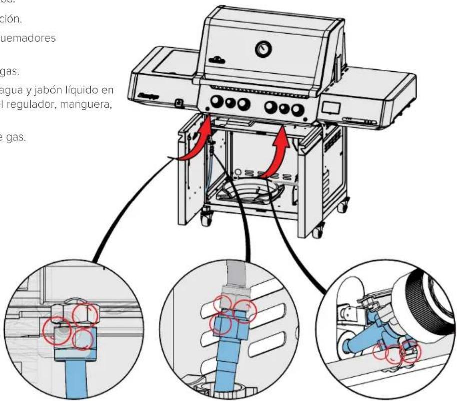Diagram of a gasifier with labeled components and red arrows indicating airflow direction, accompanied by three circular insets showing internal components.