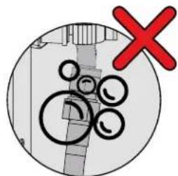 Circular diagram with abstract shapes and a red 'X' symbol, no readable text or labels