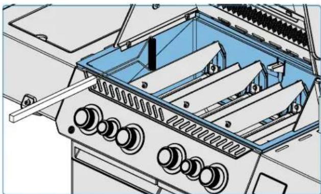 Technical line drawing of a mechanical assembly with internal components (no text or symbols)