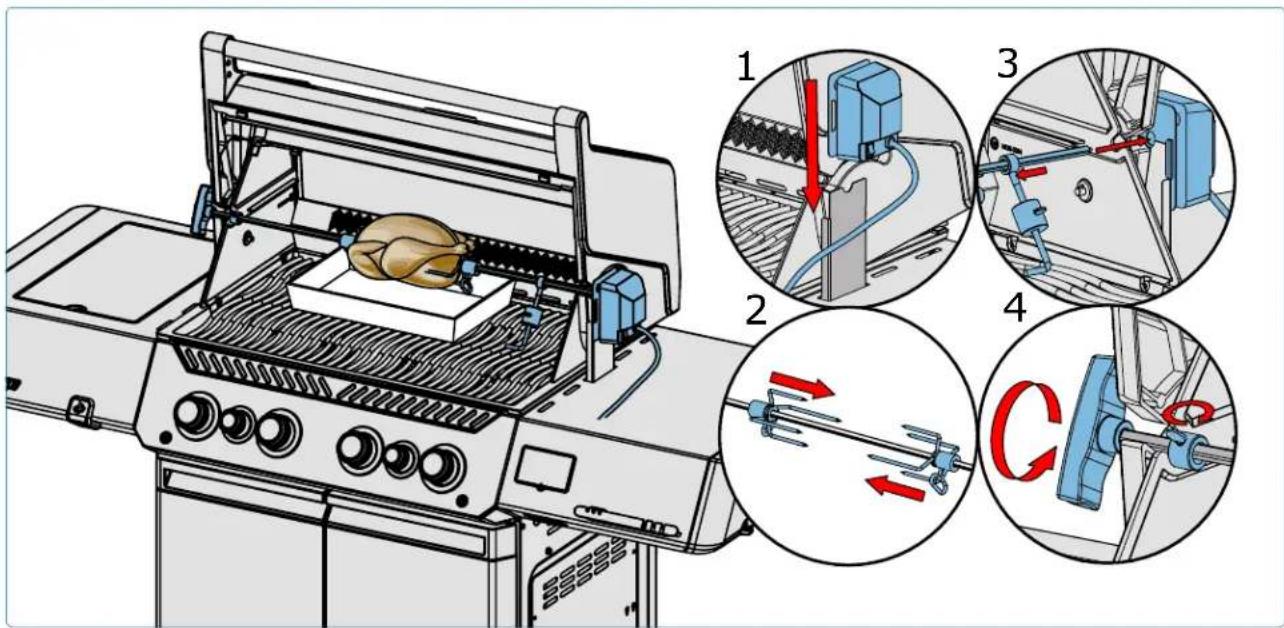 Napoleon Prestige 500 RSIB - Montaje de su kit de asador giratorio (si está equipado) - 3