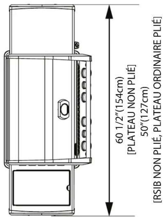 60 1/2"(154cm) [PLATEAU NON PLIÉ] 50"(127cm) [RSIB NON PLIÉ, PLATEAU ORDINAIRE PLIÉ]