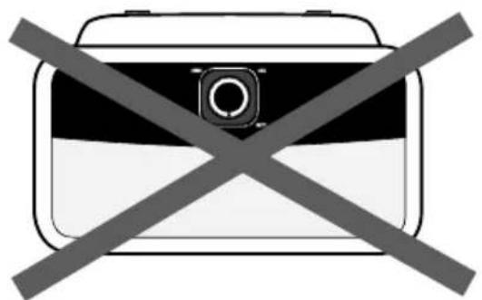 Warning symbol with crossed-out black-and-white graphic and a camera icon, indicating no text or numbers present.