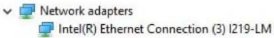 Network adapters Intel(R) Ethernet Connection (3) I219-LM