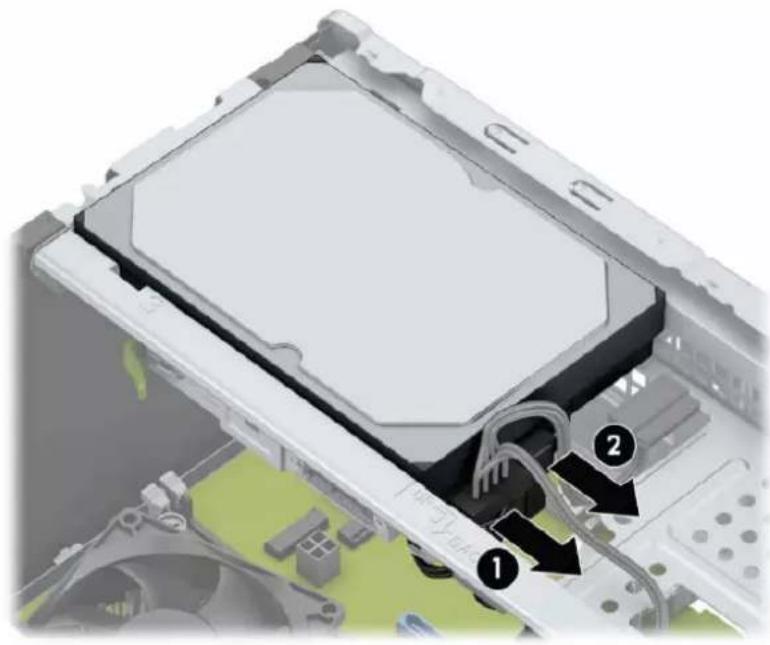 HP ProDesk 400 G6 - Fjernelse af en 3,5 tommer harddisk - 2