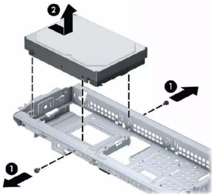 HP ProDesk 400 G6 - Fjernelse af en 3,5 tommer harddisk - 3